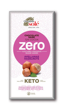 Ciocolata neagra cu alune de padure cu stevie, minim 72% cacao, 100g Chocolates Sole