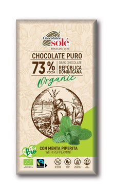 Ciocolata neagra cu menta bio si fairtrade 73% cacao, 100g Chocolates Sole