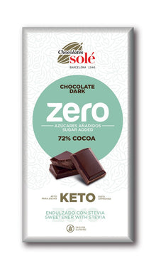 Ciocolata neagra cu stevie, minim 72% cacao, 100g Chocolates Sole