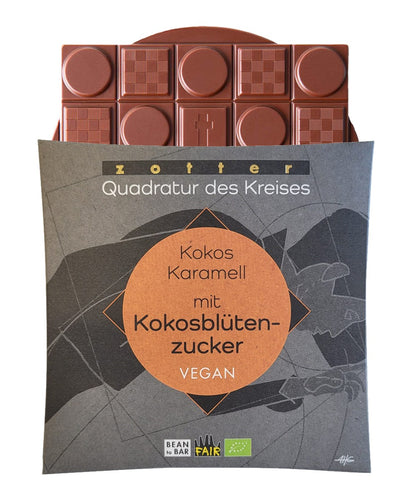 Ciocolata vegana bio si fairtrade cu cocos, caramel si zahar din flori de cocos, 70g Zotter