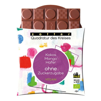 Ciocolata vegana bio si fairtrade cu cocos, mango si ovaz, 70g Zotter