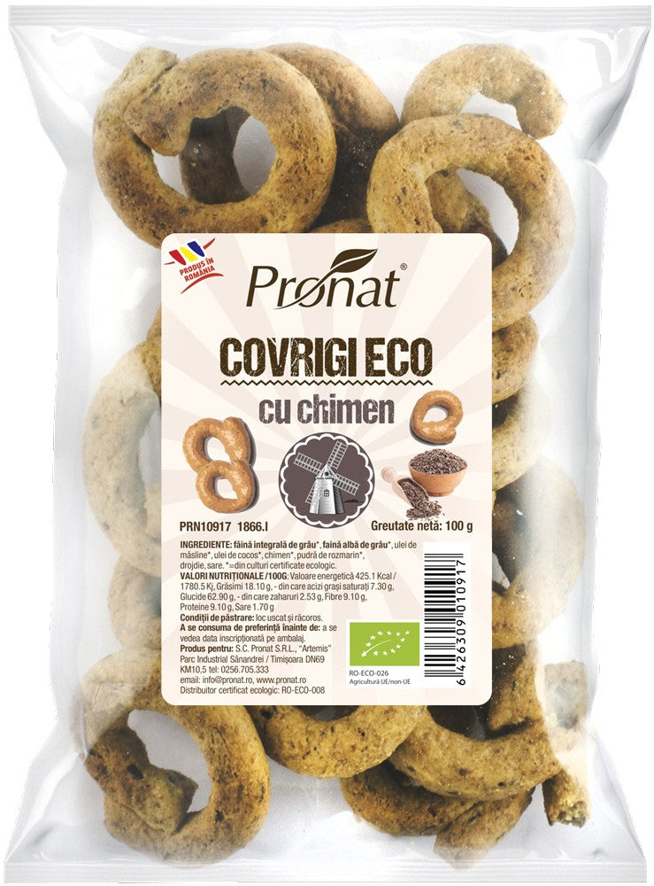 Covrigi bio cu chimen 100g Pronat