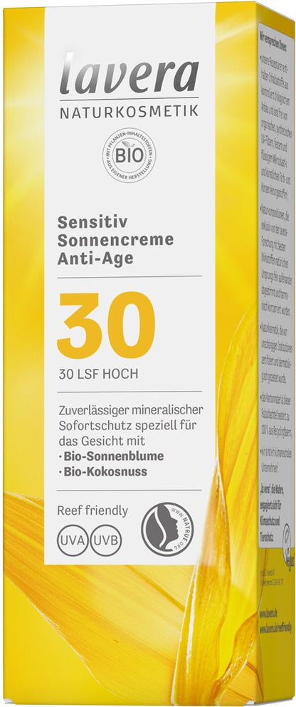 Crema bio Sensivite Anti Ageing cu protectie solara LSF 30, 50ml Lavera