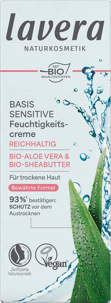 Crema hidratanta bio Basis Sensitiv cu aloe vera si unt de shea, 50ml Lavera
