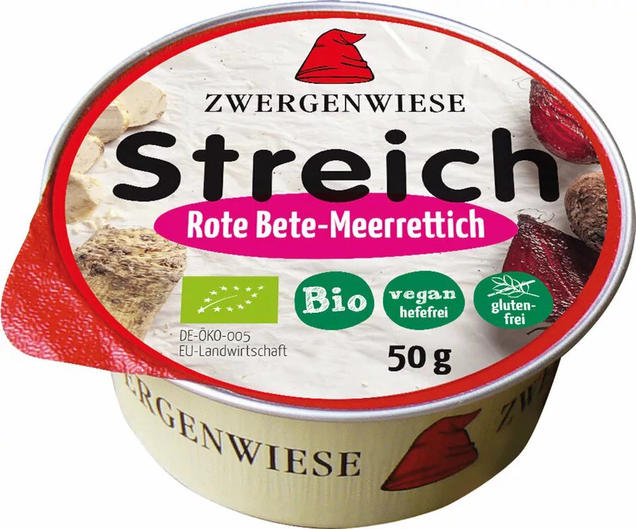 Crema tartinabila bio vegetala cu sfecla rosie si hrean, 50g Zwergenwiese
