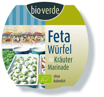 Cuburi de feta bio in marinata de plante, 125g Bioverde