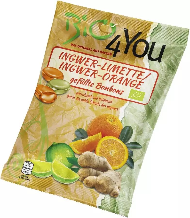 Dropsuri bio din ghimbir-lime si ghimbir-portocale, 75g Bio 4 You