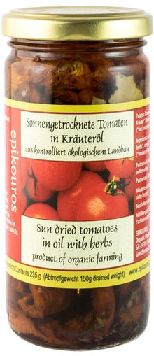 Epikouros - Rosii uscate la soare, in ulei cu ierburi aromatice, BIO, 235 g