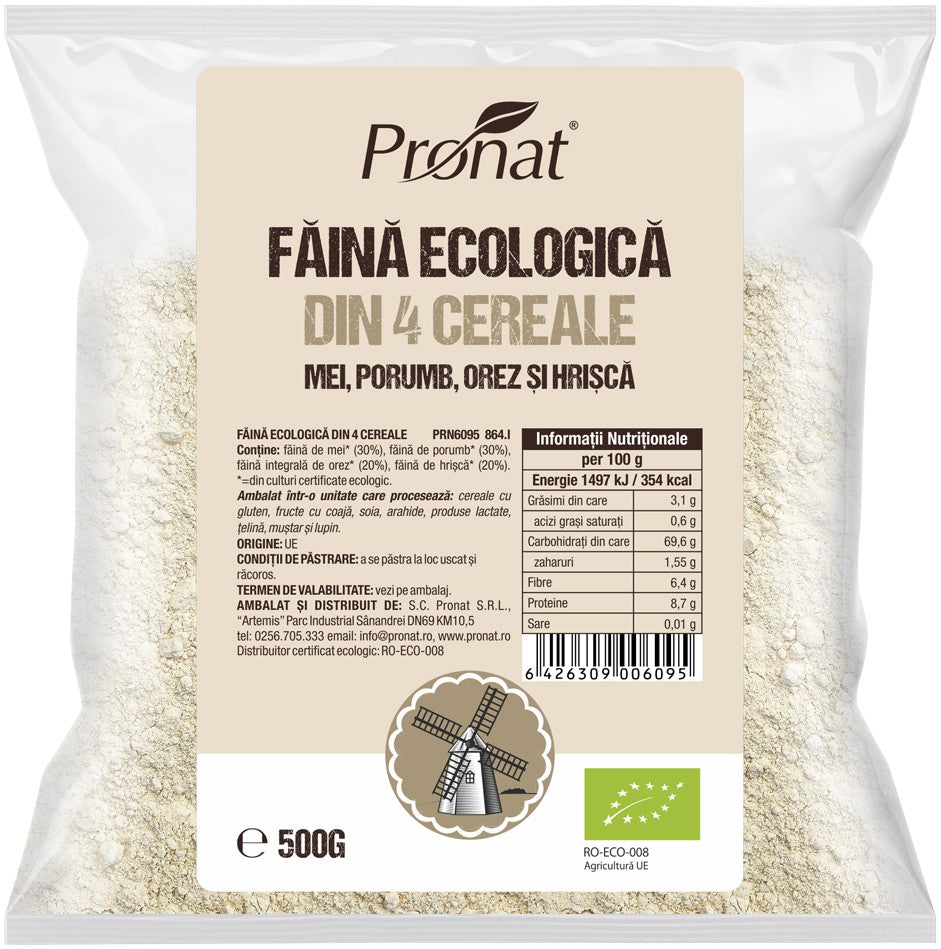 Faina bio din patru cereale natural fara gluten, 500g Pronat