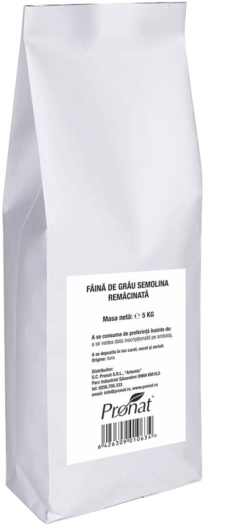 Faina bio de grau dur Semolina remacinata, 5kg Pronat