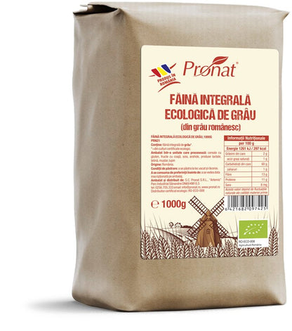 Faina integrala de grau bio, 1kg Pronat