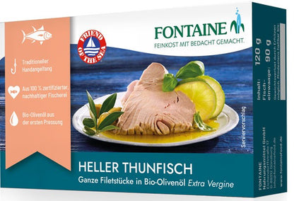 File de ton, bucati intregi in ulei de masline extravirgin bio, 120g Fontaine