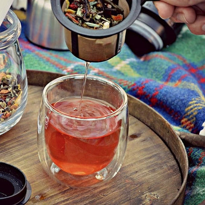 Hot Glass System, pahar cu pereti dubli pentru ceai, cu filtru integrat, 130ml, Riensch&Held