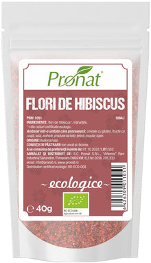 Flori de hibiscus bio, maruntite, 40g Pronat