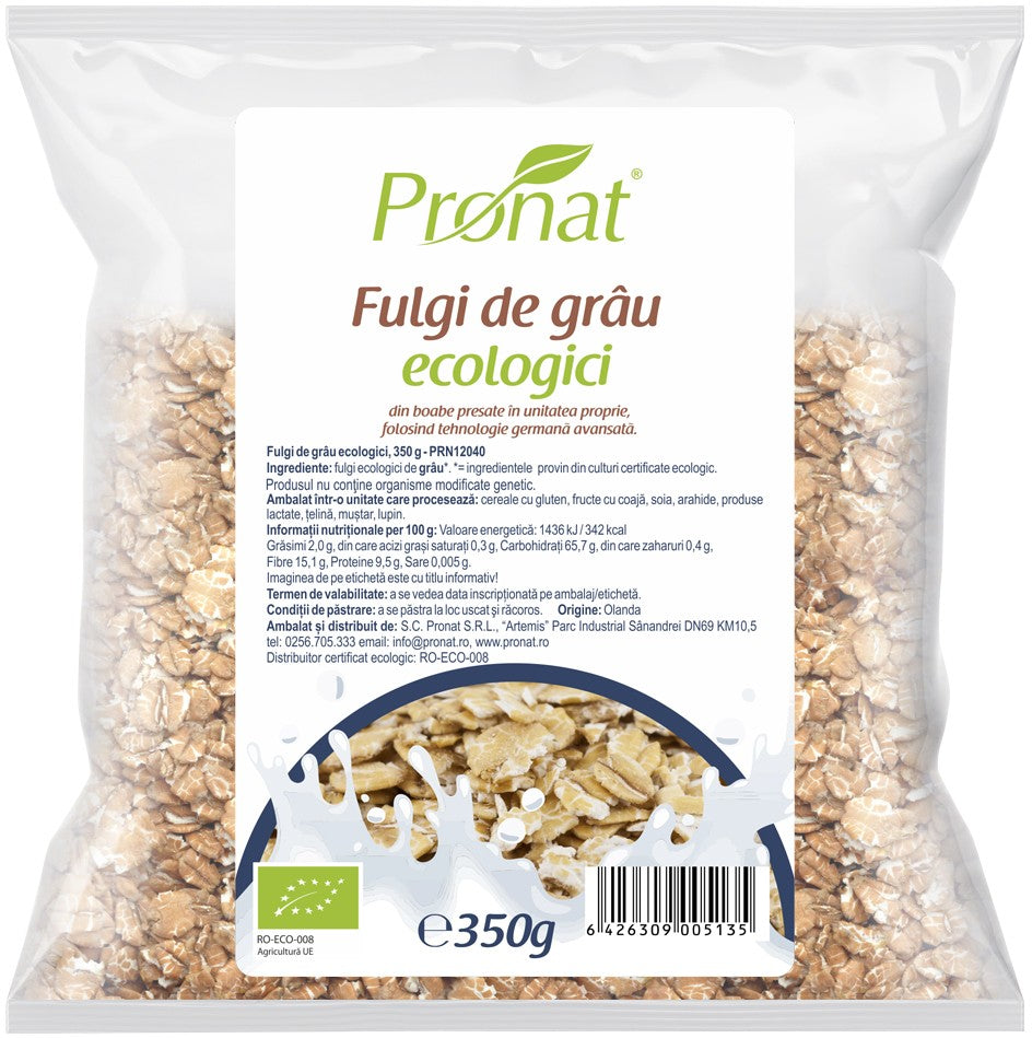 Fulgi de grau bio 350g Pronat