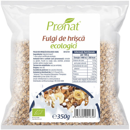 Fulgi de hrisca bio, 350g Pronat