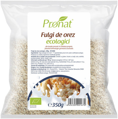 Fulgi de orez bio, 350g Pronat