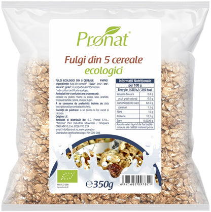 Fulgi din 5 cereale bio, 350g Pronat