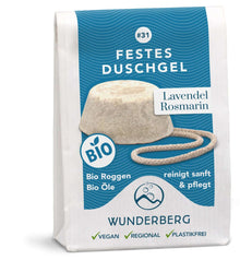 Gel de dus solid bio cu lavanda si rozmarin, 80g Wunderberg