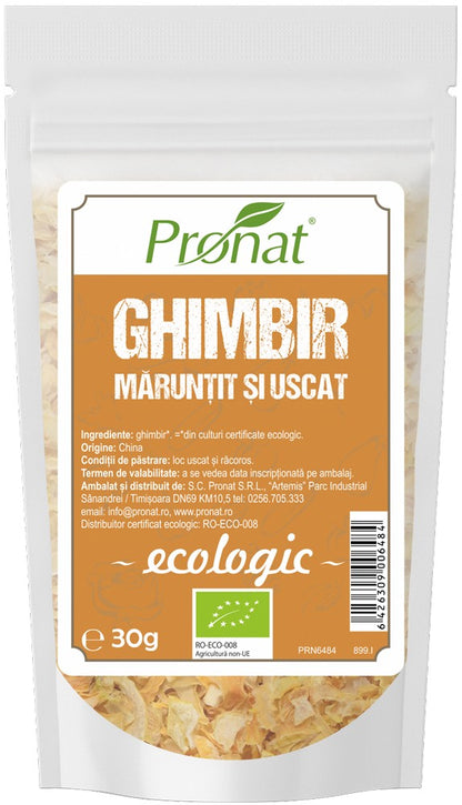 Ghimbir bio maruntit si uscat, 30g Pronat