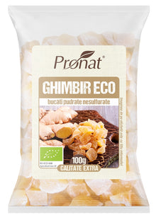 Ghimbir bio pudrat bucati, 100g Pronat
