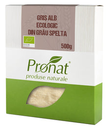 Gris alb bio din grau spelta, 500g Pronat