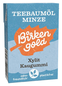 Guma de mestecat cu xylitol, arbore de ceai si menta, 28 g Birkengold