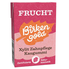 Guma de mestecat cu xylitol pentru ingrijirea dintilor, fructe, 28g Birkengold