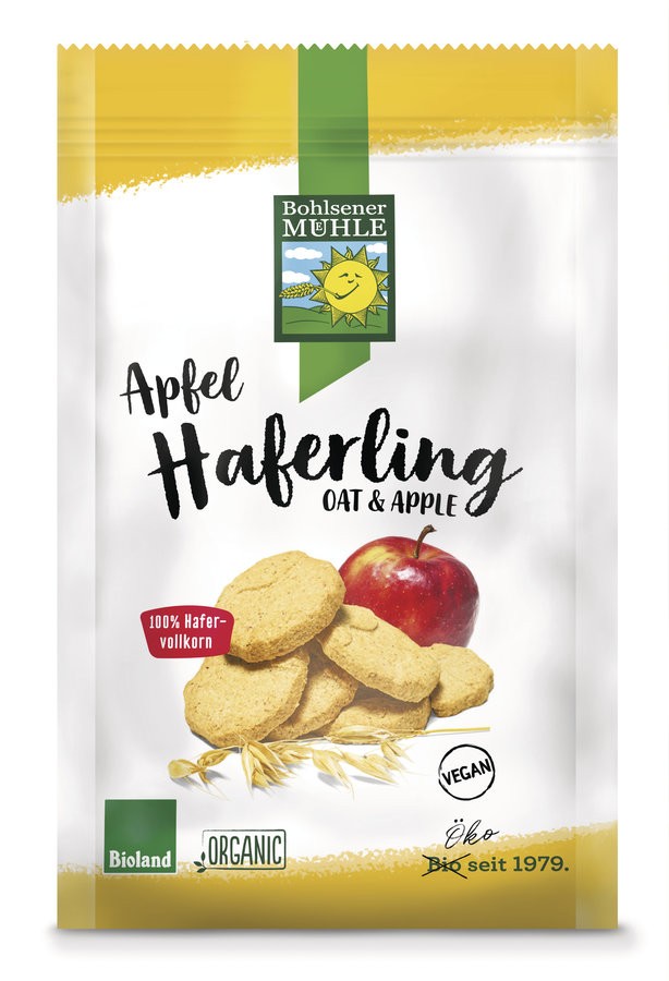 Haferling biscuiti bio crocanti din ovaz cu mere, 125g Bohlsener Muhle
