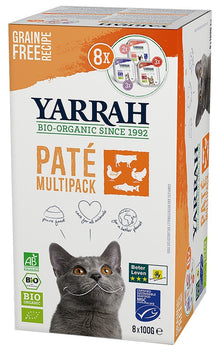 Hrana bio pentru pisici, tip pateu, in 3 arome, 800g Yarrah