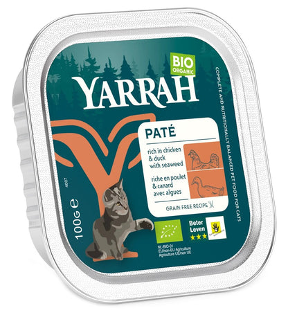 Hrana umeda bio pentru pisici cu carne de pui si rata, 100g Yarrah