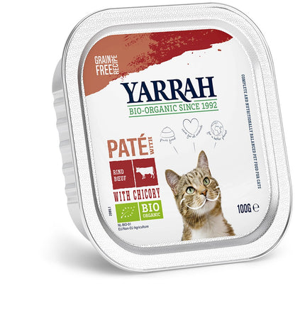 Hrana umeda bio pentru pisici, pate cu carne de vita si cicoare, 100g Yarrah