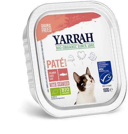 Hrana umeda bio pentru pisici, pate cu somon si alge marine, 100g Yarrah