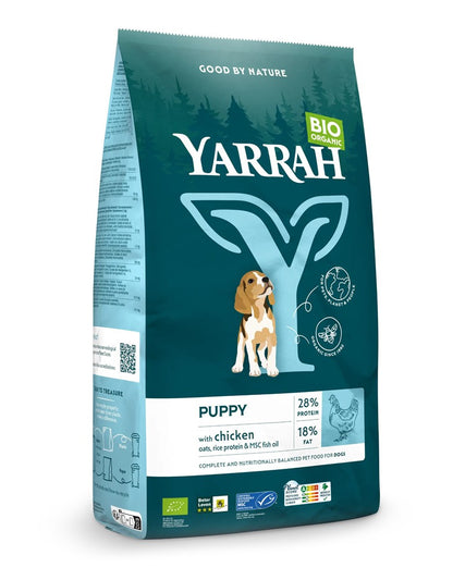 Hrana uscata bio pentru catei, cu carne de pui, 28% proteina si 18% grasimi, 2kg Yarrah