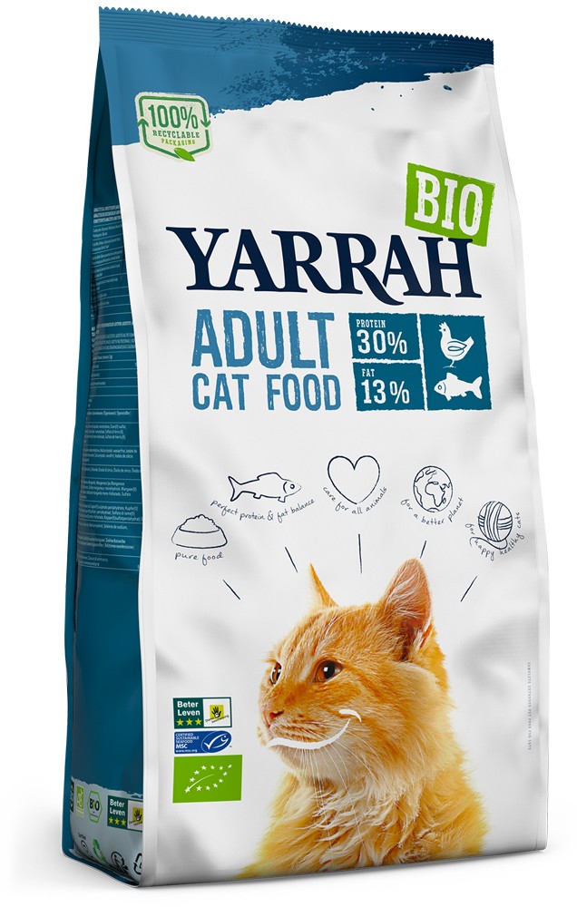 Hrana uscata bio pentru pisici cu pui si peste, 800g Yarrah