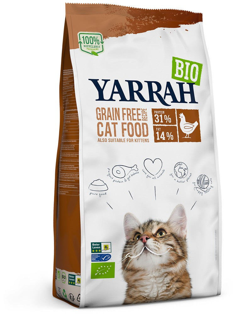 Hrana uscata bio pentru pisici, cu peste, 31% proteina si 14% grasimi, fara cereale, 800g Yarrah