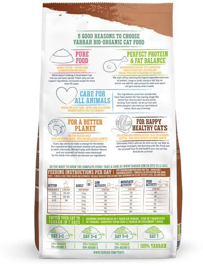 Hrana uscata bio pentru pisici, cu peste, 31% proteina si 14% grasimi, fara cereale, 800g Yarrah