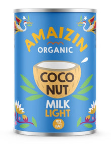 Lapte de cocos light bio 9% grasime, 400ml Amaizin