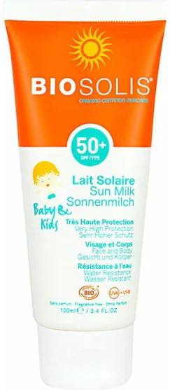 Lapte de soare cu protectie solara pentru copii, SPF 50+, 100ml Biosolis