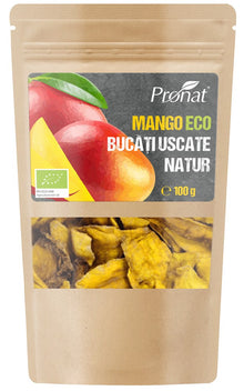 Mango bio bucati uscate natur, 100g Pronat