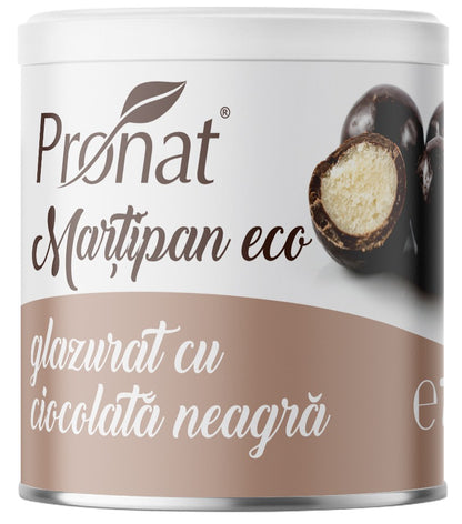 Martipan bio glazurat cu ciocolata neagra, 70g Pronat