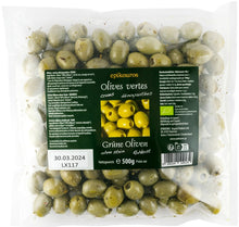 Masline verzi bio, crude, fara samburi, 500g Epikouros