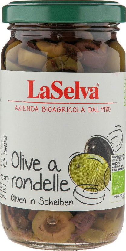 Masline verzi si kalamata bio taiate bucati, 210g LaSelva