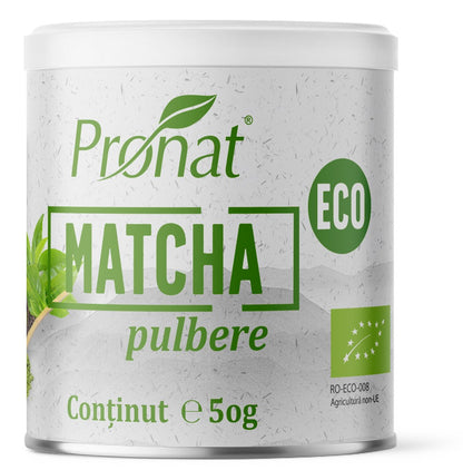 Matcha bio pulbere, 50g Pronat + lingura dozatoare pentru matcha cadou