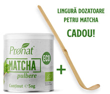 Matcha bio pulbere, 50g Pronat + lingura dozatoare pentru matcha cadou