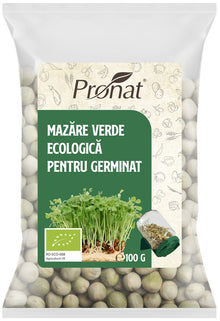 Mazare verde bio pentru germinat, 100g Pronat