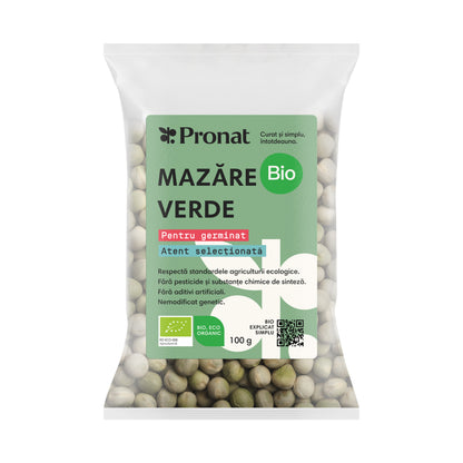 Mazare verde bio pentru germinat, 100g Pronat