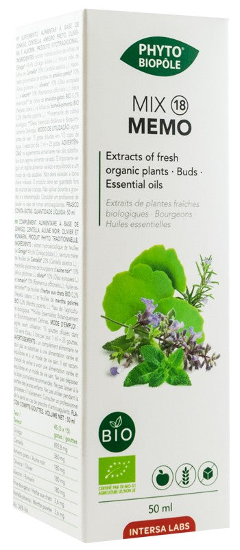 Mix bio 18 din plante, Memo, Memorie, 50ml Phyto-Biopôle