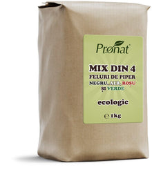 Mix din 4 feluri de piper bio negru, alb, rosu si verde, 1kg Pronat