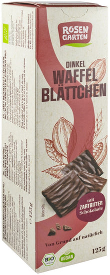 Napolitane bio din grau spelta in ciocolata neagra, 125g Rosen Garten
